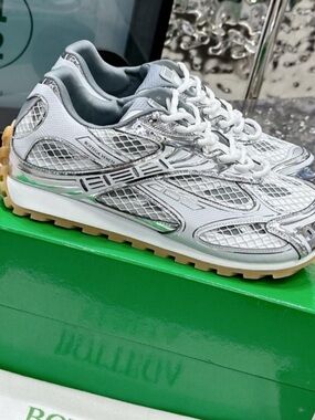 Bottega Veneta Silver Mesh Athletic Sneakers